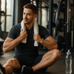 Athletic-person-in-gym-setting-doing-post-workout-stretching
