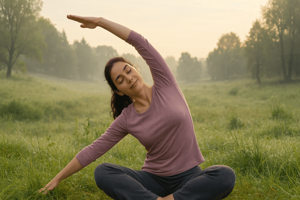 Person-doing-gentle-yoga-or-light-stretching-outdoors-in-nature