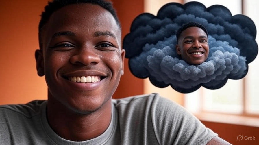person-smiling-confidently-with-a-thought-bubble-showing-their-true-self-emerging-from-a-cloud-of-depression