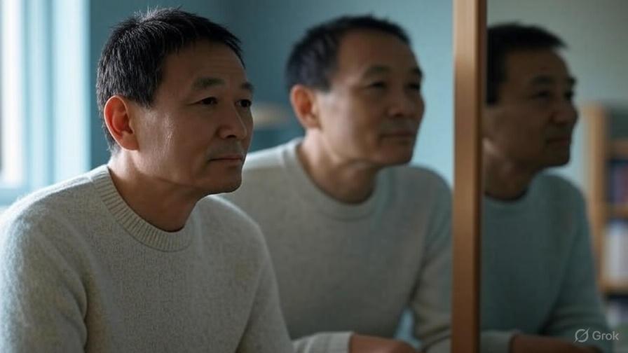 thoughtful-individual-sitting-in-a-cozy-well-lit-room-looking-into-a-mirror